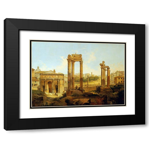 The Forum, Rome Black Modern Wood Framed Art Print with Double Matting by Faure, Jean Victor Louis