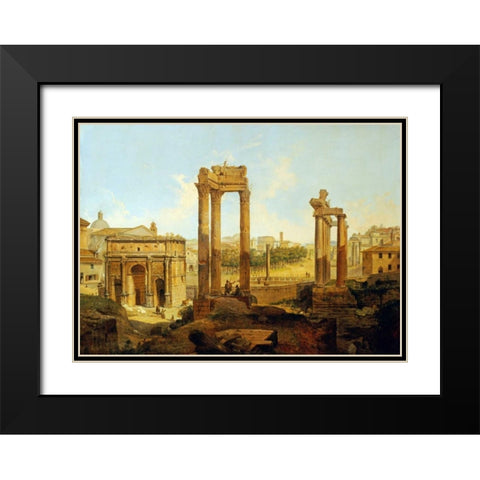 The Forum, Rome Black Modern Wood Framed Art Print with Double Matting by Faure, Jean Victor Louis
