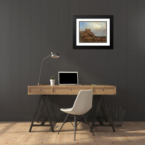Harlech Castle Black Modern Wood Framed Art Print with Double Matting by Fielding, Anthony Vandyke Copley