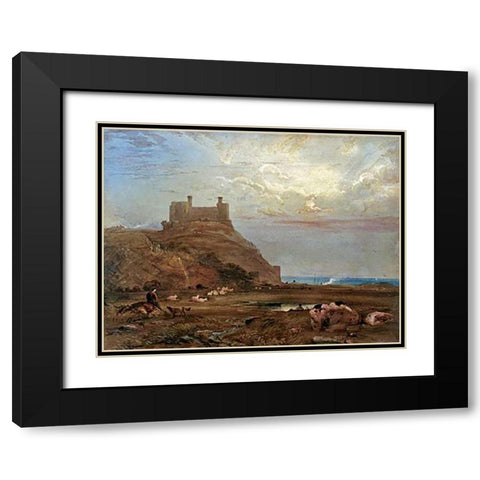 Harlech Castle Black Modern Wood Framed Art Print with Double Matting by Fielding, Anthony Vandyke Copley