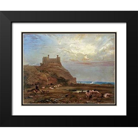 Harlech Castle Black Modern Wood Framed Art Print with Double Matting by Fielding, Anthony Vandyke Copley