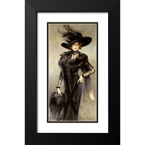 Fashionable Beauty Black Modern Wood Framed Art Print with Double Matting by Flameng, Francois
