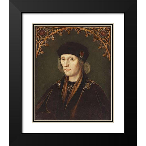 Portrait of King Henry VII Black Modern Wood Framed Art Print with Double Matting by Flemish School