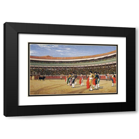 The Entry of The Bull Black Modern Wood Framed Art Print with Double Matting by Gerome, Jean Leon