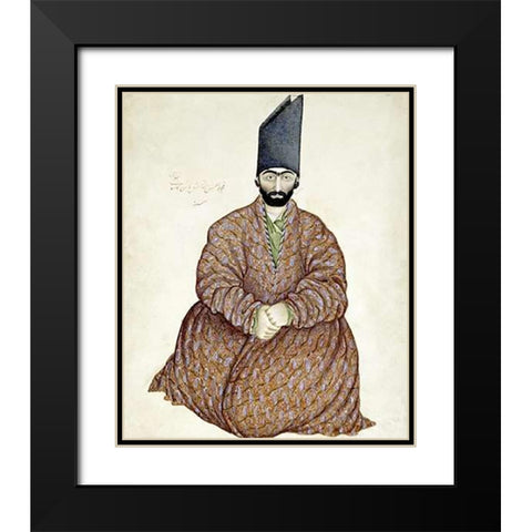 A Seated Nobleman Black Modern Wood Framed Art Print with Double Matting by Ghaffari, Abul Hasan
