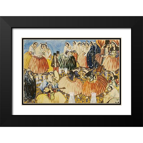 The Marriage of Aqa Abdullah Khan Black Modern Wood Framed Art Print with Double Matting by Ghaffari, Abul Hasan
