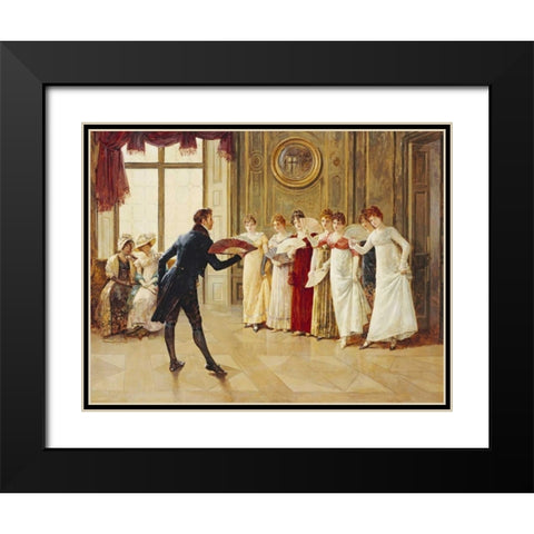Fan Flirtation Black Modern Wood Framed Art Print with Double Matting by Glindoni, Henry Gillard