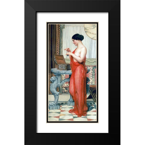 The New Perfume Black Modern Wood Framed Art Print with Double Matting by Godward, John William