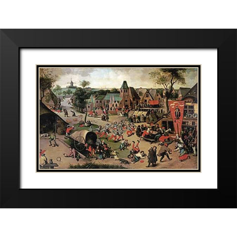A Carnival On The Feastday of Saint George Black Modern Wood Framed Art Print with Double Matting by Grimmer, Abel