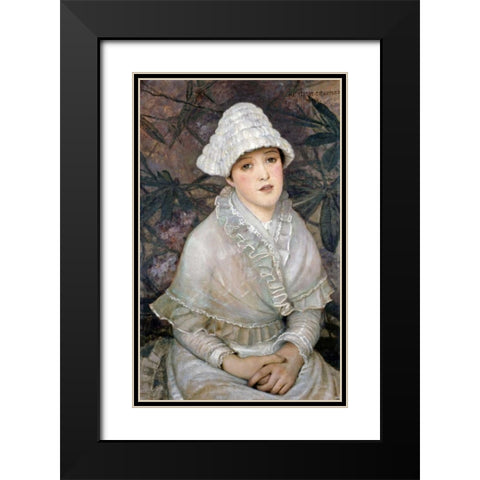 My Wee White Rose Black Modern Wood Framed Art Print with Double Matting by Grimshaw, John Atkinson