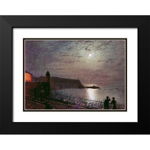 Scarborough By Moonlight Black Modern Wood Framed Art Print with Double Matting by Grimshaw, John Atkinson