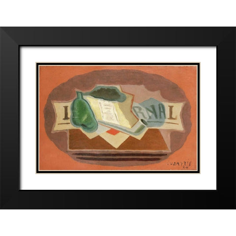 The Packet of Tobacco Black Modern Wood Framed Art Print with Double Matting by Gris, Juan