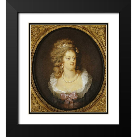 Bust Portrait of Marie-Antoinette Black Modern Wood Framed Art Print with Double Matting by Guerin, Jean