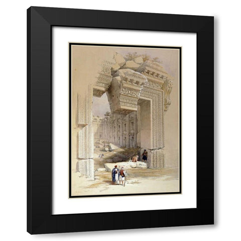 The Doorway of The Temple of Bacchus Black Modern Wood Framed Art Print with Double Matting by Hague, Louis