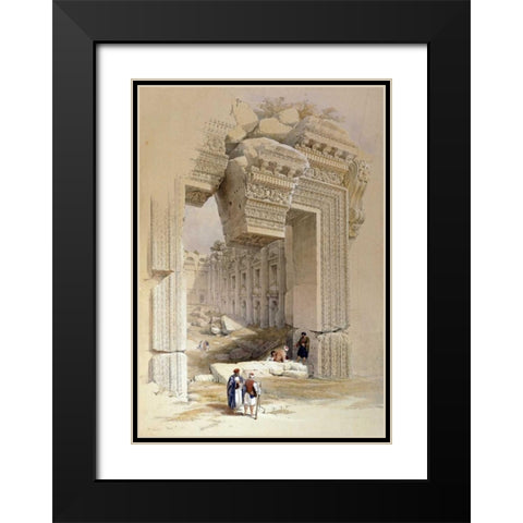 The Doorway of The Temple of Bacchus Black Modern Wood Framed Art Print with Double Matting by Hague, Louis
