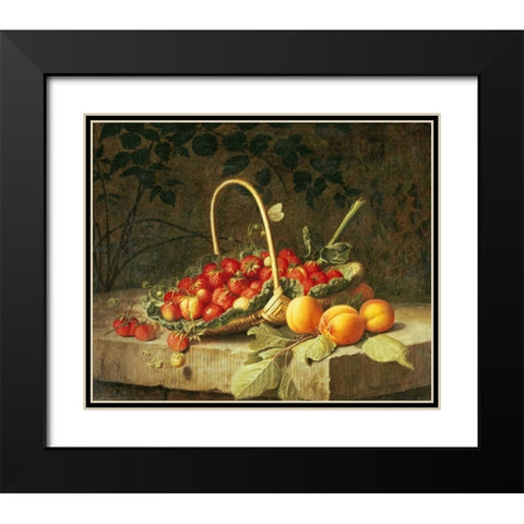 A Basket of Strawberries Black Modern Wood Framed Art Print with Double Matting by Hammer, William