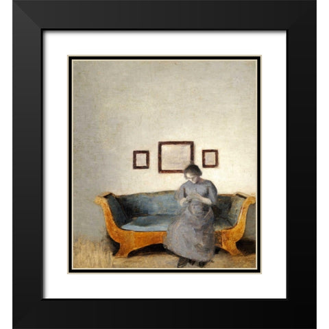 Ida Hammershoi Sitting On a Sofa Black Modern Wood Framed Art Print with Double Matting by Hammershoi, Vilhelm