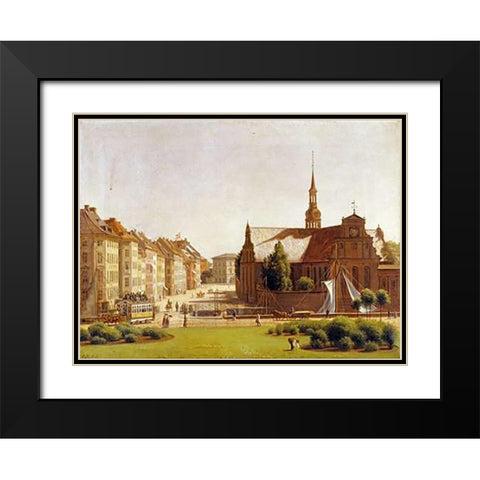 The Palace Square, Copenhagen Black Modern Wood Framed Art Print with Double Matting by Hansen, Constantin