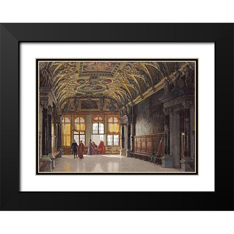Palazzo Ducale, Venice Black Modern Wood Framed Art Print with Double Matting by Hansen, Heinrich