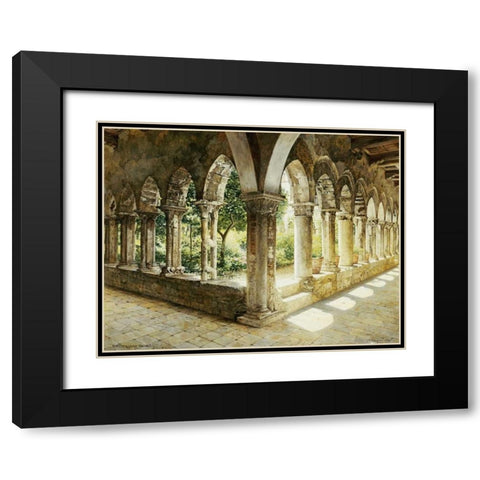 Cefalu Cloisters, Sicily Black Modern Wood Framed Art Print with Double Matting by Hansen, Josef Theodor