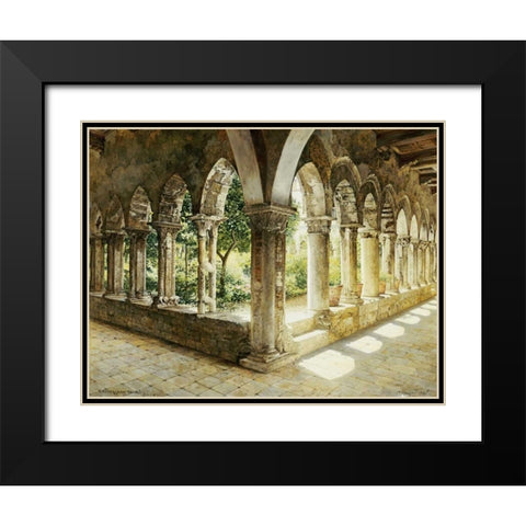Cefalu Cloisters, Sicily Black Modern Wood Framed Art Print with Double Matting by Hansen, Josef Theodor