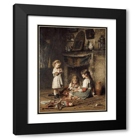 Blowing Bubbles Black Modern Wood Framed Art Print with Double Matting by Harlamoff, Alexei Alexeiewitsch