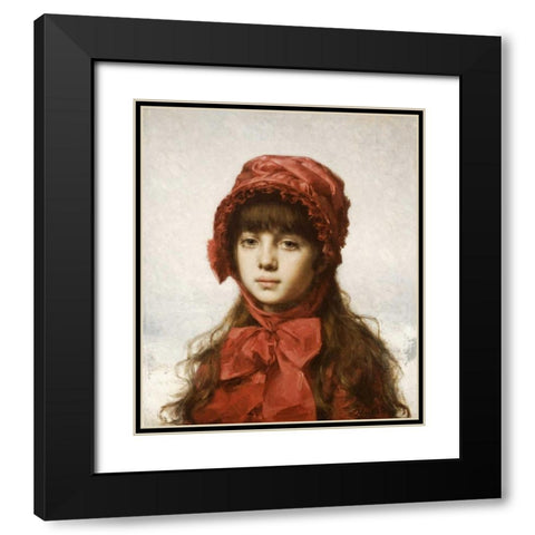 The Red Bonnet Black Modern Wood Framed Art Print with Double Matting by Harlamoff, Alexei Alexeiewitsch