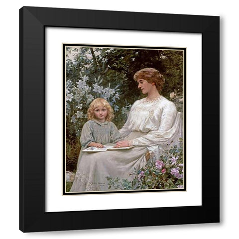 Portrait of a Mother and a Daughter Black Modern Wood Framed Art Print with Double Matting by Harris, Edwin