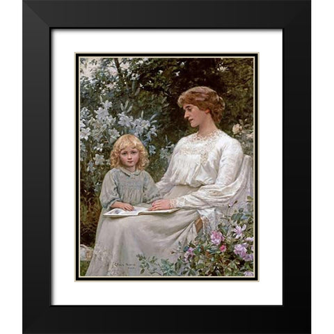 Portrait of a Mother and a Daughter Black Modern Wood Framed Art Print with Double Matting by Harris, Edwin