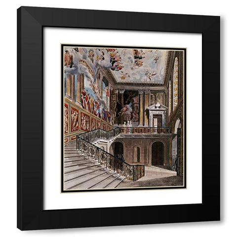 Grand Staircase, Hampton Court Black Modern Wood Framed Art Print with Double Matting by Havell, D.