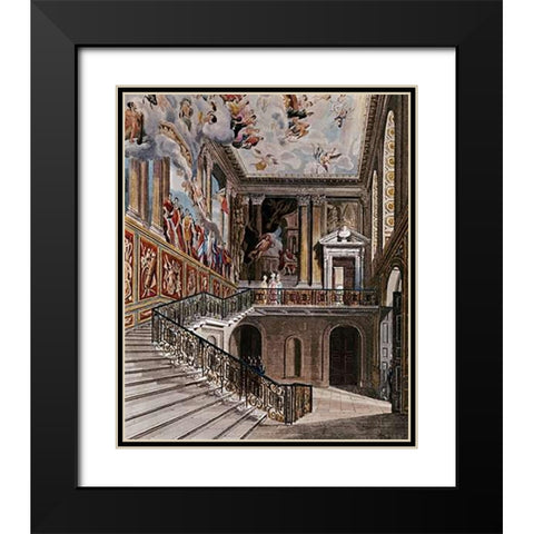 Grand Staircase, Hampton Court Black Modern Wood Framed Art Print with Double Matting by Havell, D.