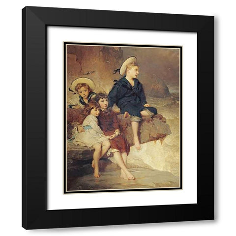 The Children of Sir H. Hussey Vivian Black Modern Wood Framed Art Print with Double Matting by Hicks, George Elgar