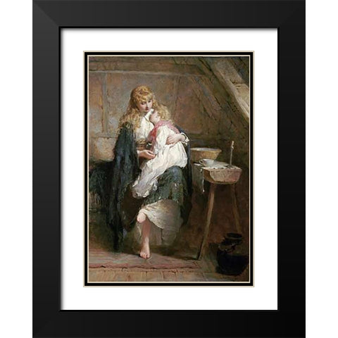 The Orphans Black Modern Wood Framed Art Print with Double Matting by Hicks, George Elgar