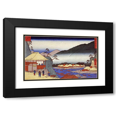 Seven Hot Springs at Hakone Black Modern Wood Framed Art Print with Double Matting by Hiroshige