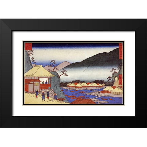 Seven Hot Springs at Hakone Black Modern Wood Framed Art Print with Double Matting by Hiroshige