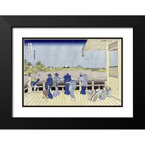 Sazai Hall of Five-Hundred-Rakan Temple Black Modern Wood Framed Art Print with Double Matting by Hokusai