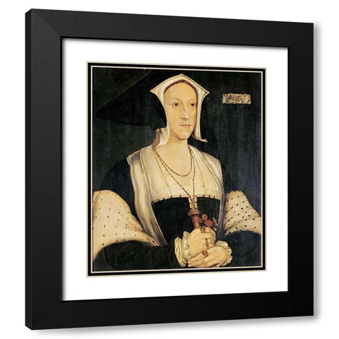 Portrait of Margaret Wotton Black Modern Wood Framed Art Print with Double Matting by Holbein, Hans