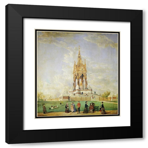 The Albert Memorial, London Black Modern Wood Framed Art Print with Double Matting by Holt, Edwin Frederick