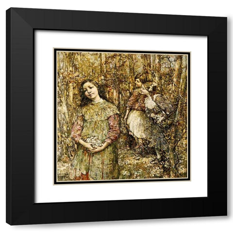 Gathering Snowdrops Black Modern Wood Framed Art Print with Double Matting by Hornel, Edward Atkinson