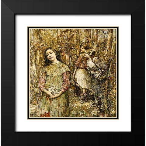 Gathering Snowdrops Black Modern Wood Framed Art Print with Double Matting by Hornel, Edward Atkinson