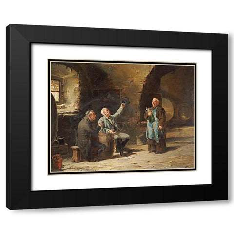 The Welcome Arrival Black Modern Wood Framed Art Print with Double Matting by Humborg, Adolf