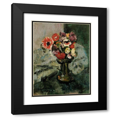 Anemones and Other Flowers In a Vase Black Modern Wood Framed Art Print with Double Matting by Hunter, George Leslie