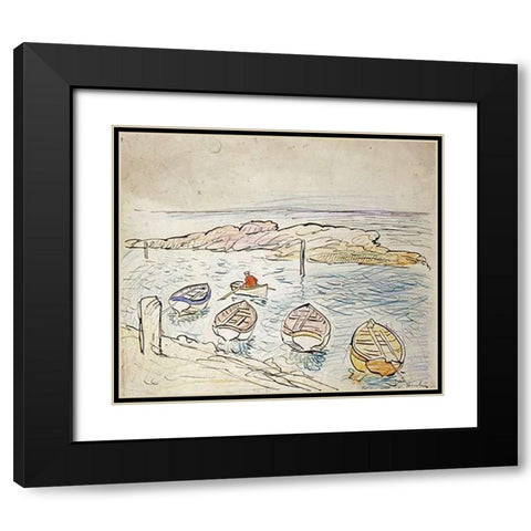 Rowing Boats, Largo Black Modern Wood Framed Art Print with Double Matting by Hunter, George Leslie