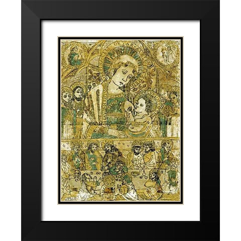 The Madonna and Child Enthroned Black Modern Wood Framed Art Print with Double Matting by Italian School