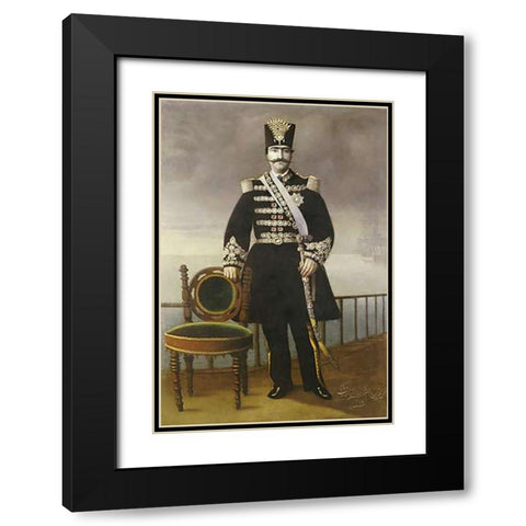 Portrait of Nasir Al-Din Shah Qajar Black Modern Wood Framed Art Print with Double Matting by JaFar