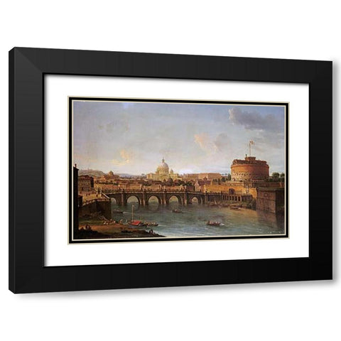 Castel Santangelo Black Modern Wood Framed Art Print with Double Matting by Joli, Antonio