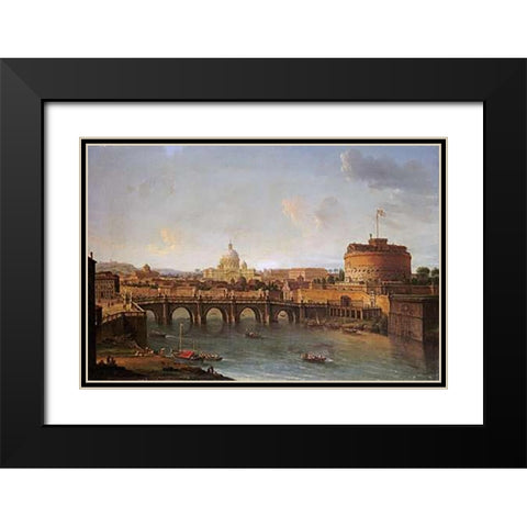 Castel Santangelo Black Modern Wood Framed Art Print with Double Matting by Joli, Antonio