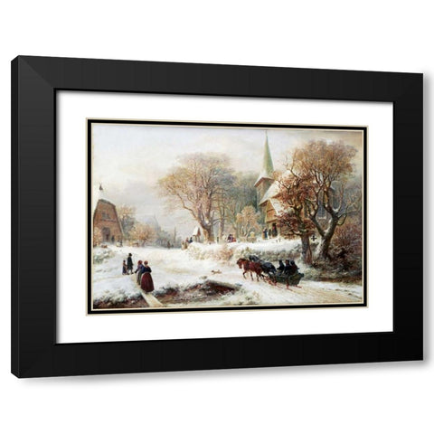 Going To Church Black Modern Wood Framed Art Print with Double Matting by Kauffmann, Hermann