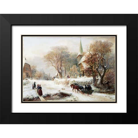 Going To Church Black Modern Wood Framed Art Print with Double Matting by Kauffmann, Hermann