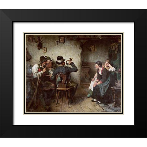 Vintagetillion Im Wirtshaus Black Modern Wood Framed Art Print with Double Matting by Kauffmann, Hugo